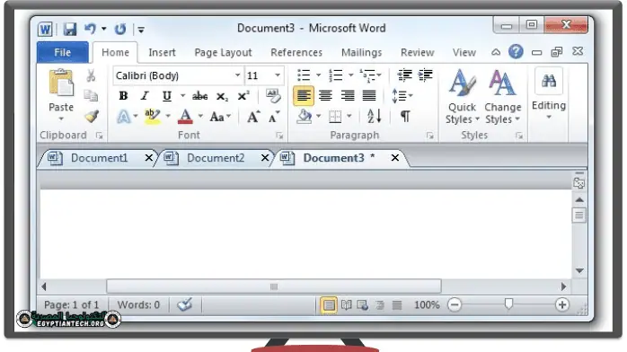 arabic ms word home tool